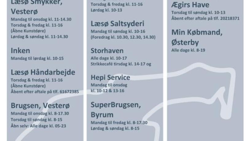 Åbningstider butikker Læsø