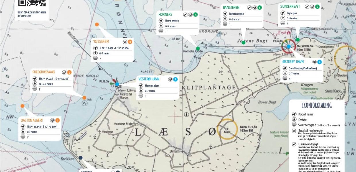 Dykkerkort Læsø med positioner